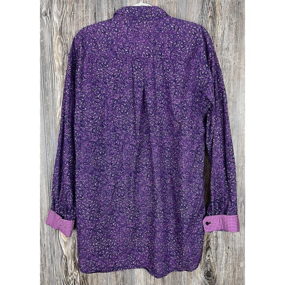 Cinch Shirt Mens XL Purple Paisley Button Down Flip Cuff  Western Cowboy Rodeo - Picture 6 of 16